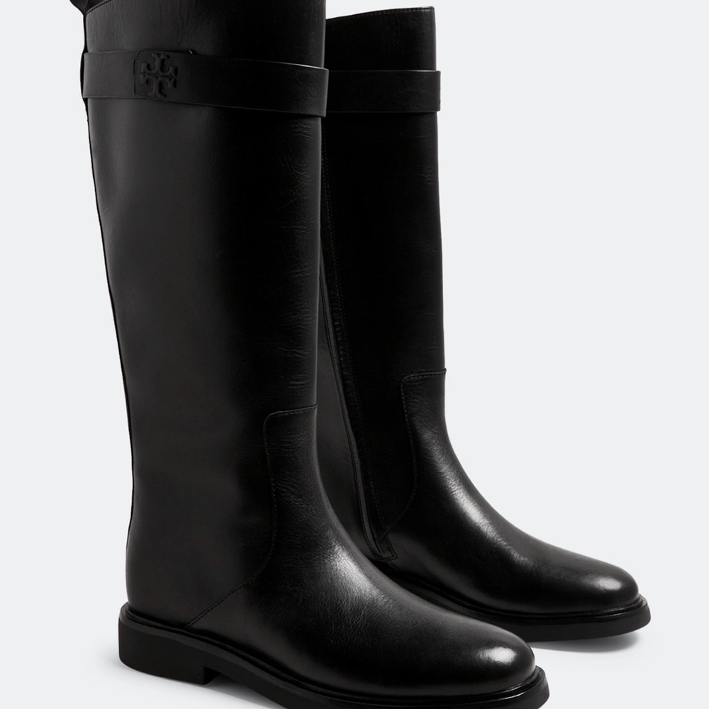 Tory Burch Black Leather Over-the-Knee Riding Boots